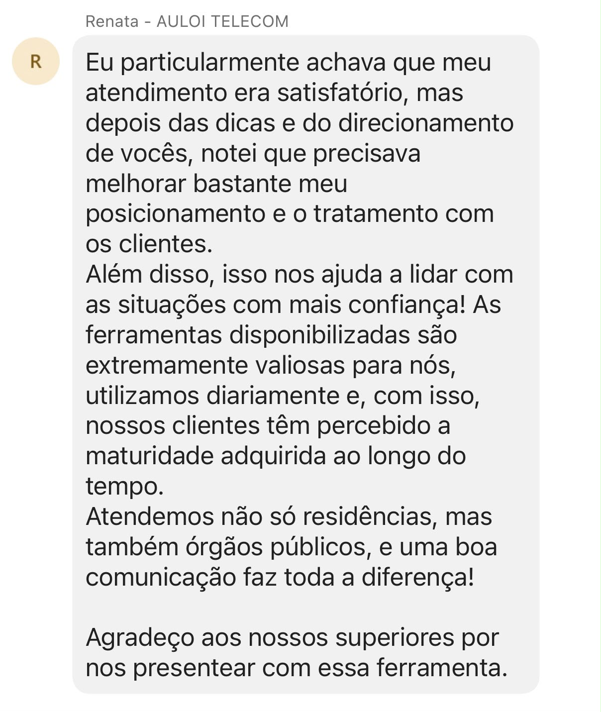 Depoimento de Renata, da Auloi Telecom